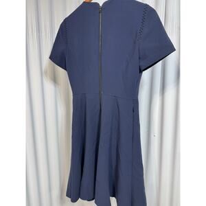 Kobi Halperin Cheyenne Jewel Neck A-Line Short Sleeve Dress Navy Blue Small